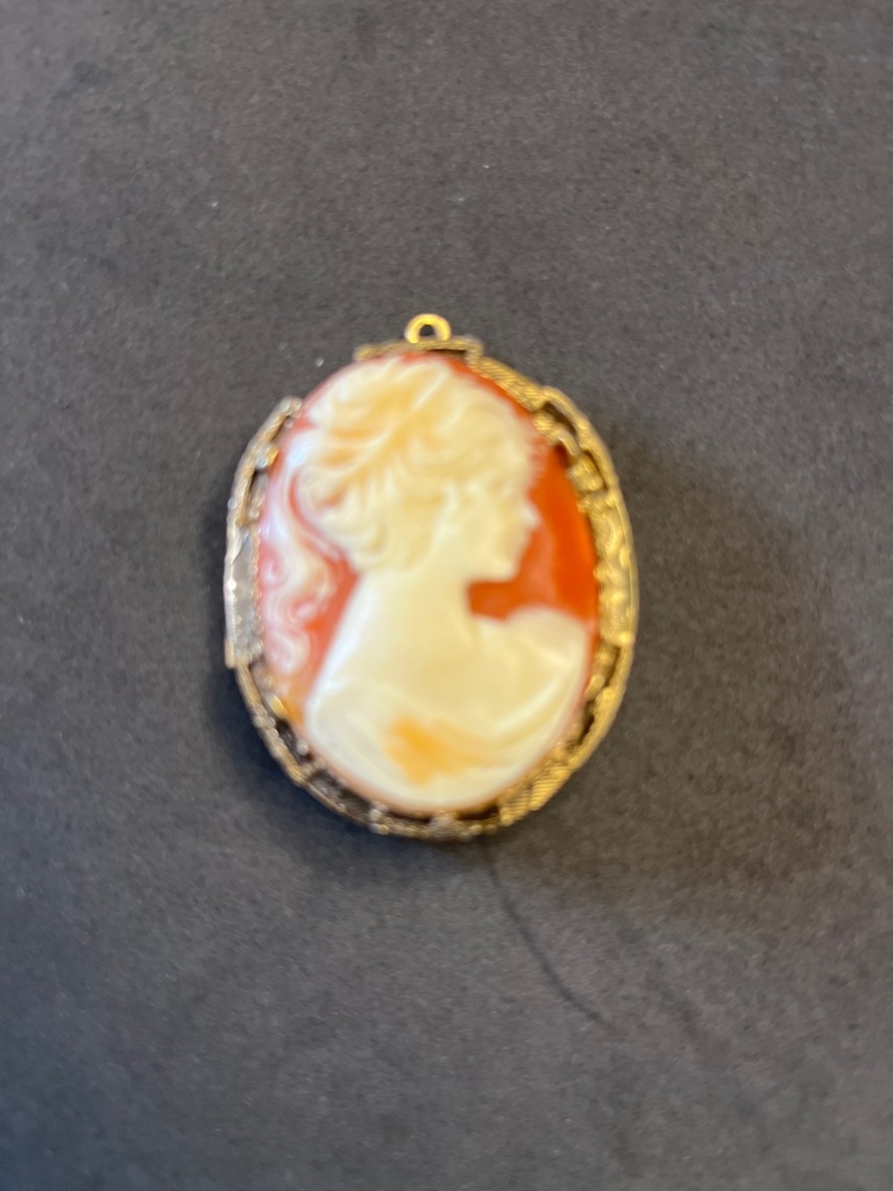 Classic Cameo Pendant  - Orange and Cream